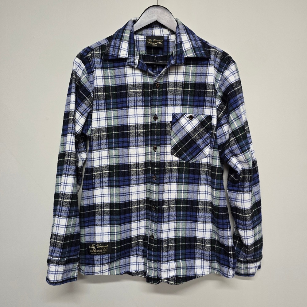 The Vermont Flannel Co Plaid Shirt Mens Medium Blue Button Up Plaid